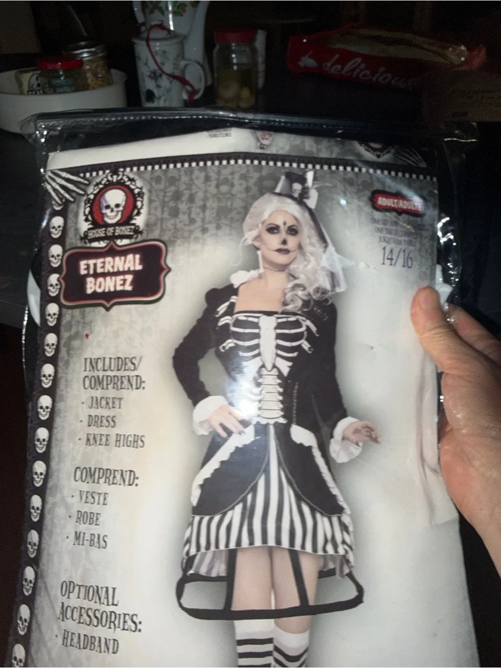 Girls Black & White Skeleton Costume Jacket Dress